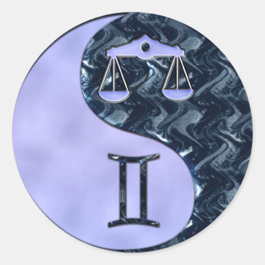 Libra Yin Yang Runder Aufkleber (Vorderseite)