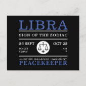 Libra-Zeichen des Zodiaks, astrologisch Postkarte (Vorderseite)