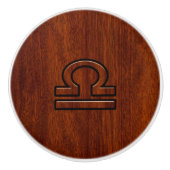 Libra-Zeichen im Mahagoni-Stil Keramikknauf (Vorderseite)