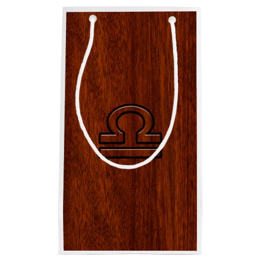 Libra-Zeichen im Mahagoni-Stil Kleine Geschenktüte (Vorderseite)