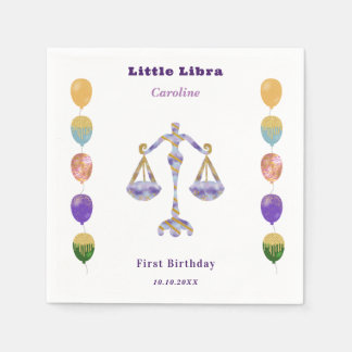 Libra Zodiac 1st Birthday Balloons & Artistic Serviette