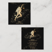 *~* LIBRA Zodiac Astrologie Lesungen Gold und Schw Quadratische Visitenkarte (Vorne/Hinten)