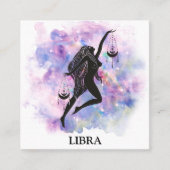 *~* LIBRA Zodiac Astrologie Lesungen Rosa Blau Quadratische Visitenkarte (Vorderseite)