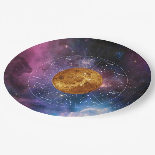 Libra Zodiac Astrologisches Zeichen - Planet Venus Pappteller (Schrägansicht)
