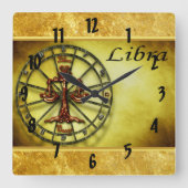 Libra Zodiac Astrology gold foil texture design Quadratische Wanduhr (Vorderseite)
