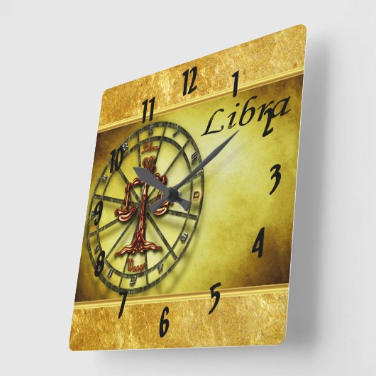 Libra Zodiac Astrology gold foil texture design Quadratische Wanduhr (Winkel)