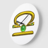 LIBRA ZODIAC BIRTHDAY JEWEL Emerald,Gold ,white Große Wanduhr (Winkel)