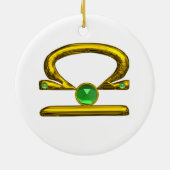 LIBRA ZODIAC BIRTHDAY JEWEL GREEN EMERALD Gold Keramik Ornament (Hinten)