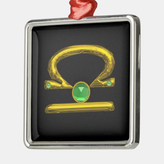 LIBRA ZODIAC BIRTHDAY JEWEL GREEN EMERALD Gold Ornament Aus Metall (Links)