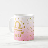 Libra Zodiac Blue and Gold Astrologie Tasse (Vorderseite Links)