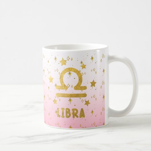 Libra Zodiac Blue and Gold Astrologie Tasse (Rechts)