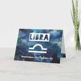 Libra Zodiac Blue Watercolor Galaxy Geburtstag Karte