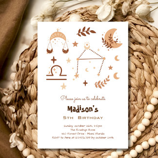 Libra zodiac boho Kindergeburtstag Einladung