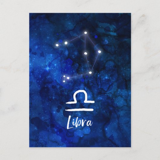 Libra Zodiac Constellation Blue Galaxy Celestial Postkarte (Vorderseite)