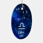 Libra Zodiac Constellation Blue Galaxy Monogram Keramik Ornament (Rechts)