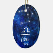 Libra Zodiac Constellation Blue Galaxy Monogram Keramik Ornament (Links)