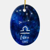 Libra Zodiac Constellation Blue Galaxy Monogram Keramik Ornament (Vorne)
