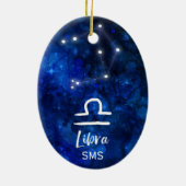 Libra Zodiac Constellation Blue Galaxy Monogram Keramik Ornament (Hinten)