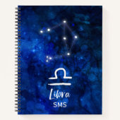 Libra Zodiac Constellation Blue Galaxy Monogram Notizblock (Vorderseite)