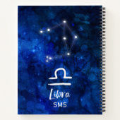 Libra Zodiac Constellation Blue Galaxy Monogram Notizblock (Rückseite)