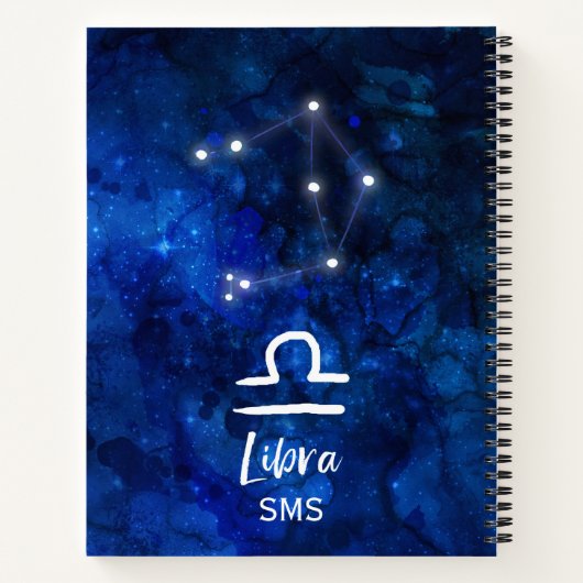 Libra Zodiac Constellation Blue Galaxy Monogram Notizblock (Rückseite)