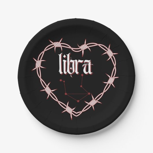 Libra Zodiac Constellation Gothic Barbed Wire Pappteller (Vorderseite)