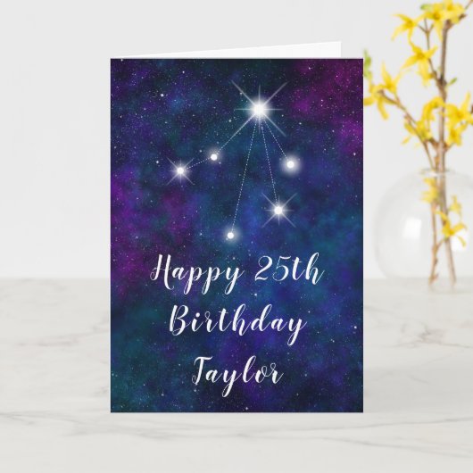 Libra Zodiac Constellation Happy Birthday Karte (Gelbe Blume)