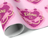 Libra Zodiac Coquette Herz Birthday Cake Geschenkpapier (Rolleneckpunkt)