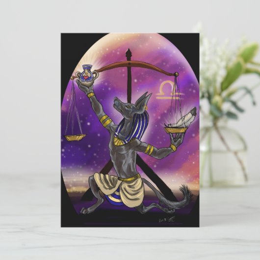 Libra Zodiac Einladung (Stehend Vorderseite)