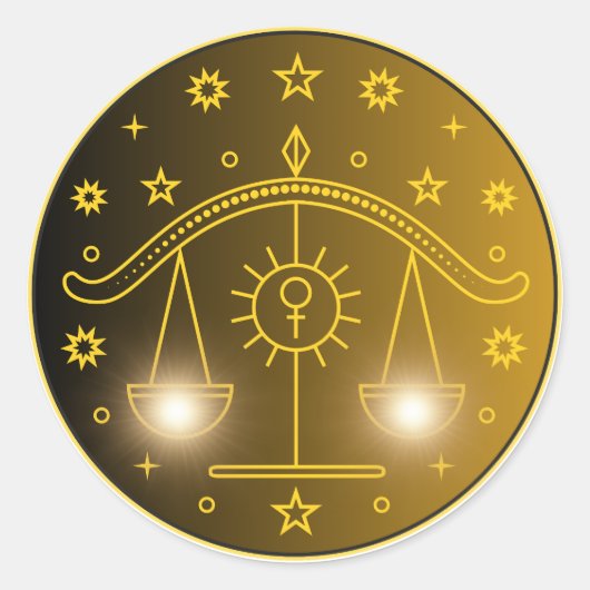 Libra Zodiac Emblem | Minimal Celestial Symbol Runder Aufkleber (Vorderseite)