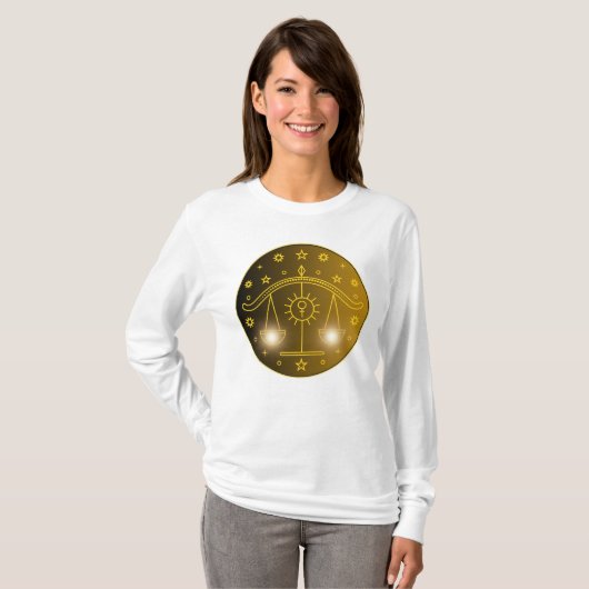 Libra Zodiac Emblem | Minimal Celestial Symbol T-Shirt (Vorne ganz)