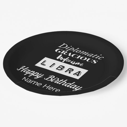 Libra Zodiac Fun Charakteristika Geburtstag Pappteller (Schrägansicht)