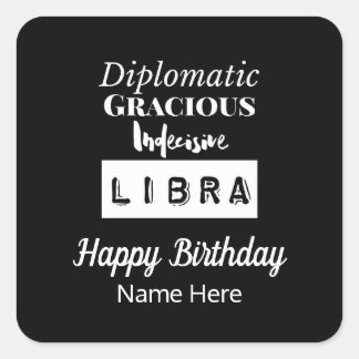 Libra Zodiac Fun Charakteristika Geburtstag Quadratischer Aufkleber