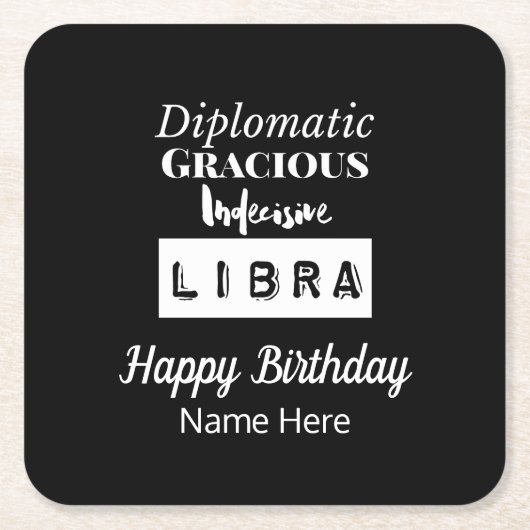 Libra Zodiac Fun Charakteristika Geburtstag Rechteckiger Pappuntersetzer (Vorderseite)
