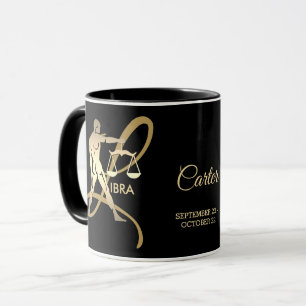 Libra ♎ Zodiac Geburtstagszeichen / Schwarz und  Tasse