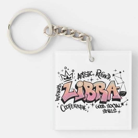 Libra Zodiac Graffiti  Schlüsselanhänger (Vorderseite)