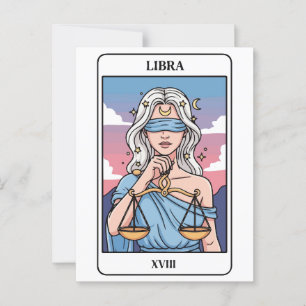 Libra Zodiac Illustration Tarot Style Postkarte