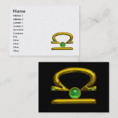 LIBRA ZODIAC JEWEL Gold Green Emerald Pearl Visitenkarte (Vorne/Hinten)