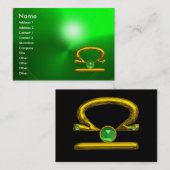 LIBRA ZODIAC JEWEL Green Emerald & Gold Visitenkarte (Vorne/Hinten)