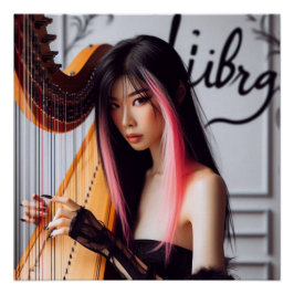 Libra Zodiac Musician Harp Poster