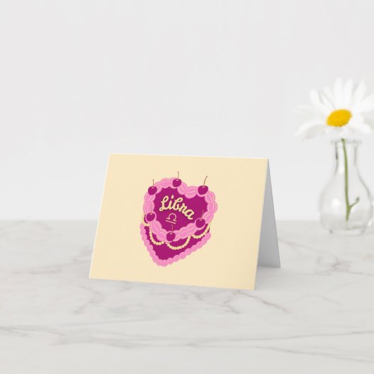 Libra Zodiac Pastel Heart Birthday Cake Karte (Kleines Gewächs)
