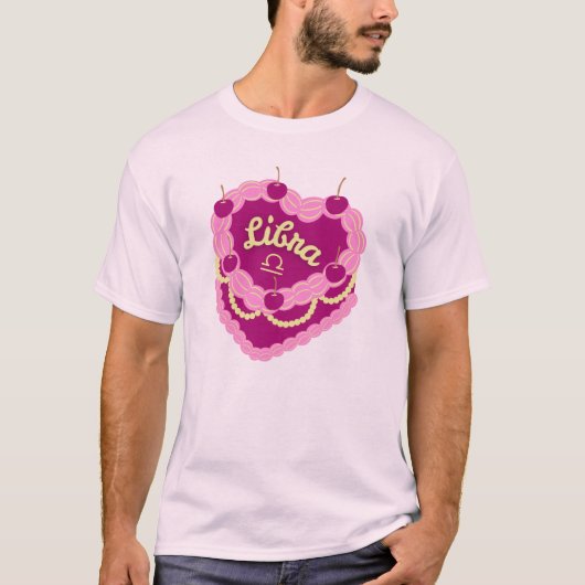 Libra Zodiac Pastel Heart Birthday Cake T-Shirt (Vorderseite)