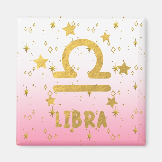 Libra Zodiac Pink und Gold Magnet (Vorne)