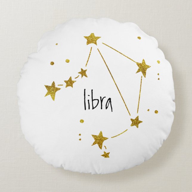 Libra Zodiac Rundes Kissen (Vorderseite)