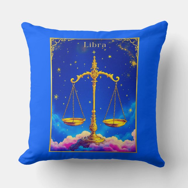 Libra Zodiac Scales in a Star-Filled Sky Kissen (Vorderseite)