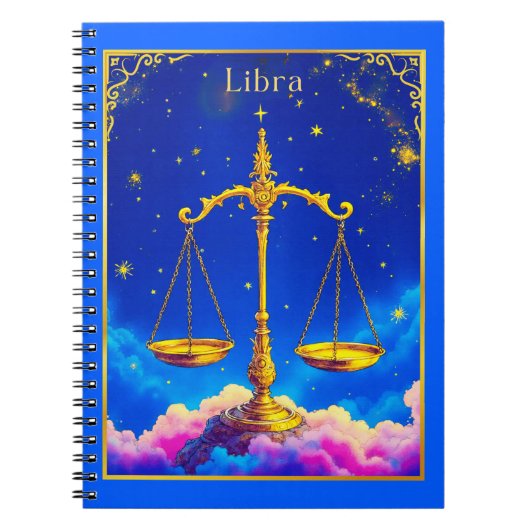 Libra Zodiac Scales in a Star-Filled Sky Notizblock (Vorderseite)