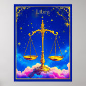 Libra Zodiac Scales in a Star-Filled Sky Poster (Vorne)