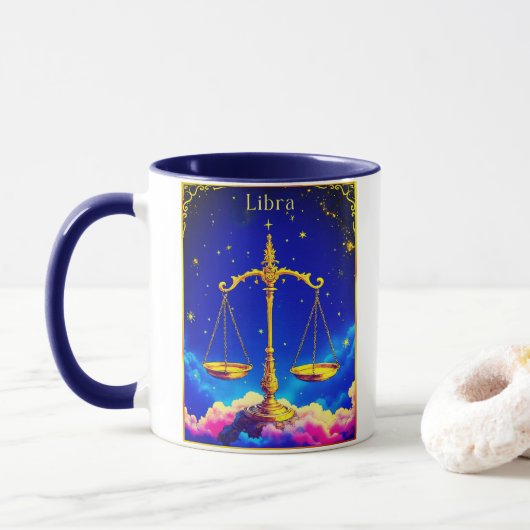 Libra Zodiac Scales in a Star-Filled Sky Tasse (Mit Donut)