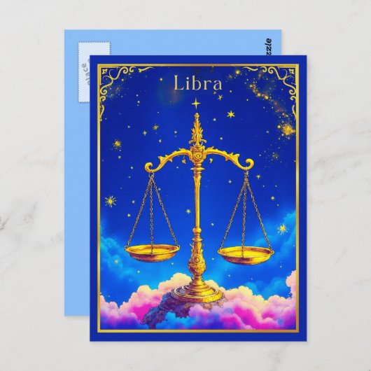 Libra Zodiac Scales in einem Sternenschlaf Postkarte (Vorne/Hinten)