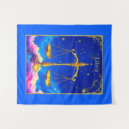Libra Zodiac Scales in einem Sternenschlaf Wandteppich (Vorderseite (Horizontal))